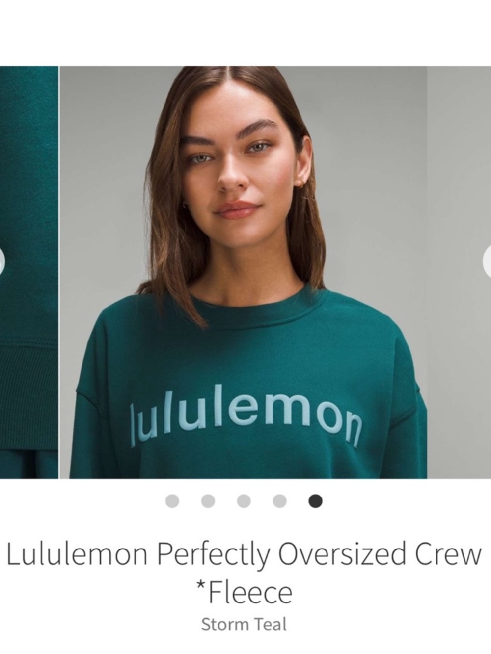 Lululemon Perfectly Oversized Fleece Crewneck Sweatshirt Storm Teal Sz 8 - Picture 1 of 10